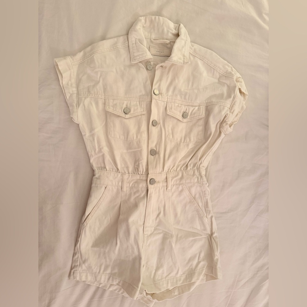 Blank NYC Off-White Collared Jumpsuit